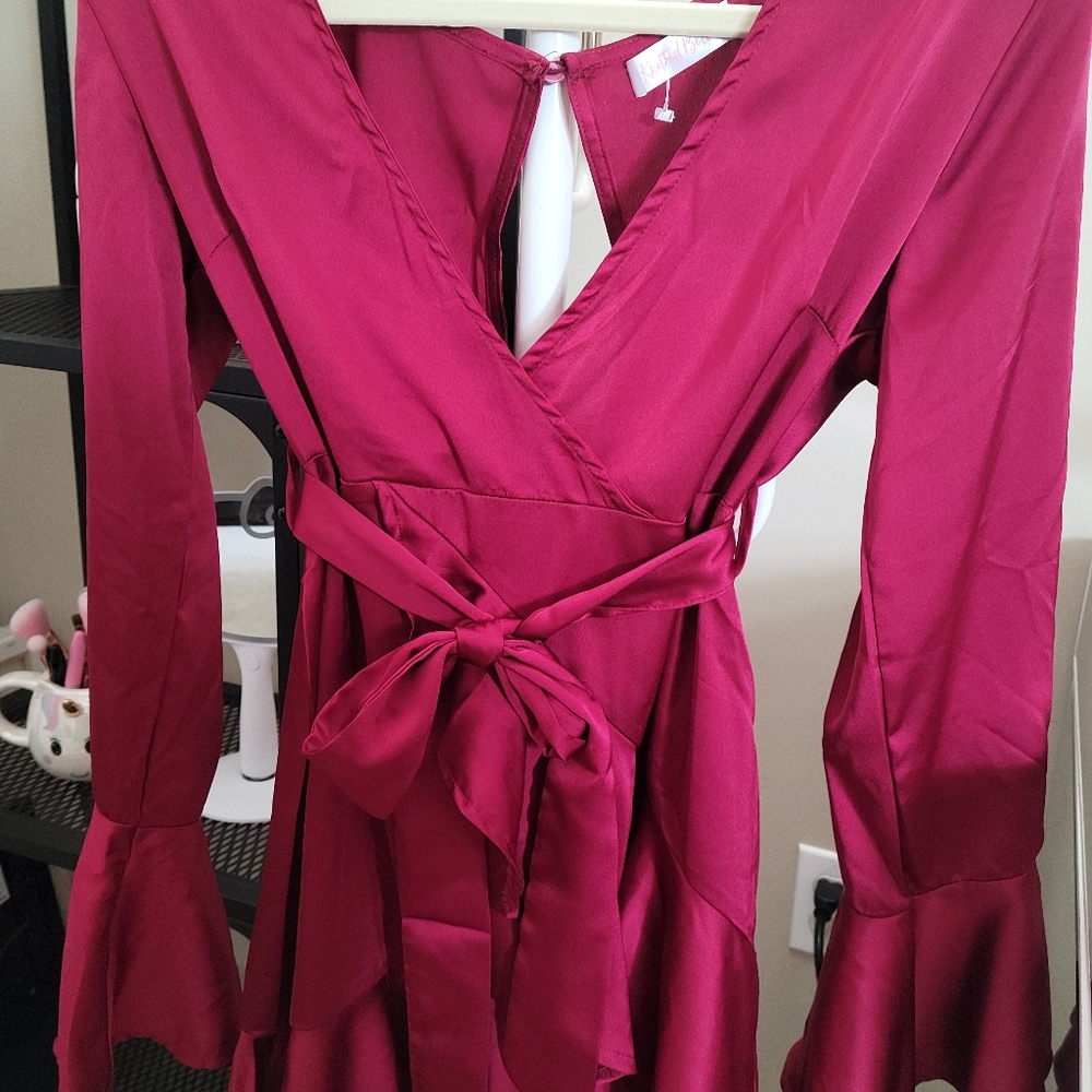 Red silky dress
